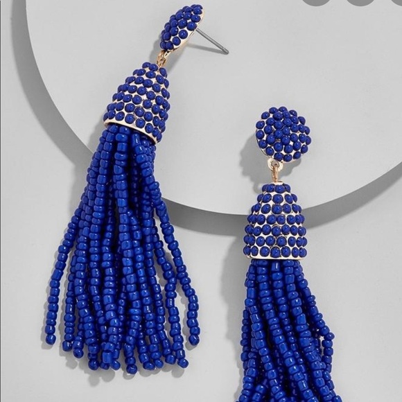 Cobalt Blue Piñata Tassel Earrings - Picture 1 of 2